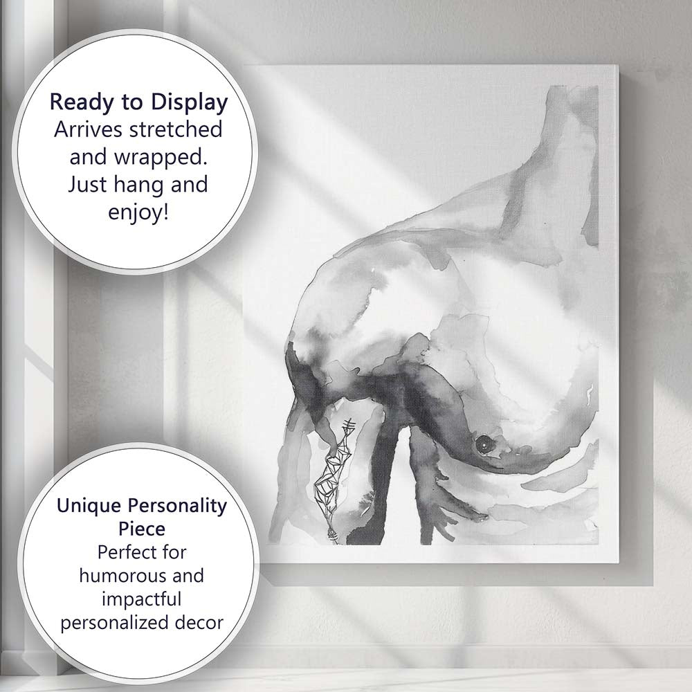 Minimalist Grey Watercolour Whale Marine Wildlife Canvas Wall Art Print Decor Picture Ready to Hang