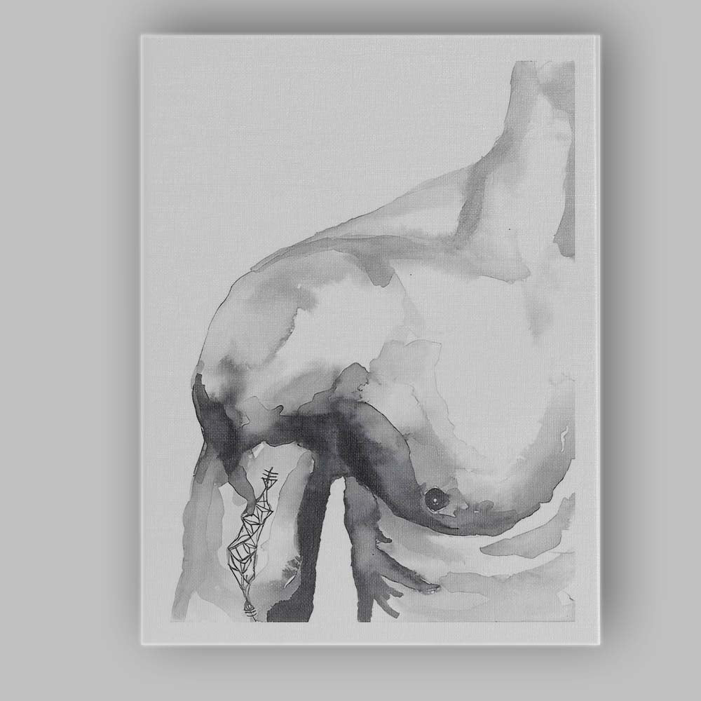 Minimalist Grey Watercolour Whale Marine Wildlife Canvas Wall Art Print Decor Picture Ready to Hang
