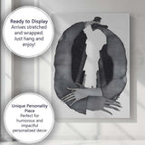 Monochrome Abstract Embracing Figures Minimalist Contemporary Canvas Wall Art Print Decor Picture Ready to Hang