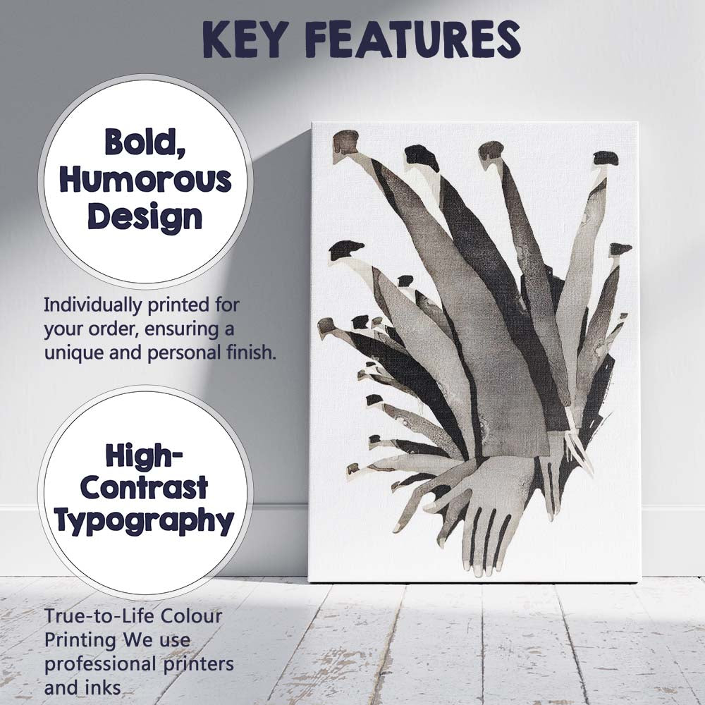 Abstract Elongated Human Figures Monochrome Contemporary Composition Canvas Wall Art Print Decor Picture Ready to Hang