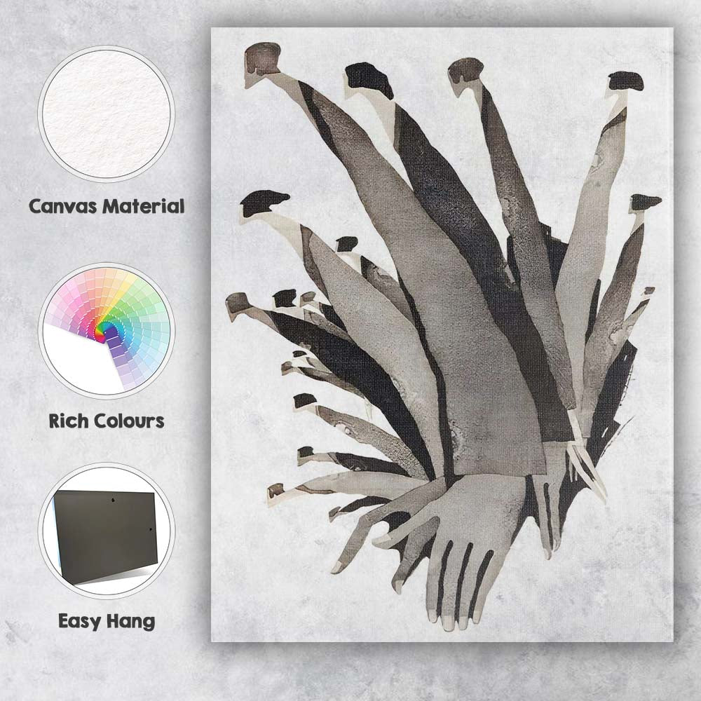 Abstract Elongated Human Figures Monochrome Contemporary Composition Canvas Wall Art Print Decor Picture Ready to Hang