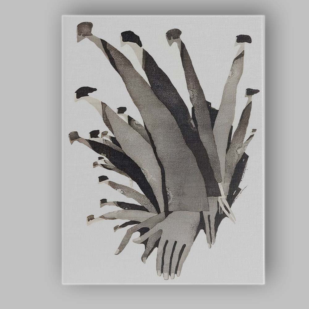 Abstract Elongated Human Figures Monochrome Contemporary Composition Canvas Wall Art Print Decor Picture Ready to Hang