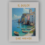 Italian Amalfi Coast Il Dolce Far Niente Coastal Travel Poster Canvas Wall Art Print Decor Picture Ready to Hang