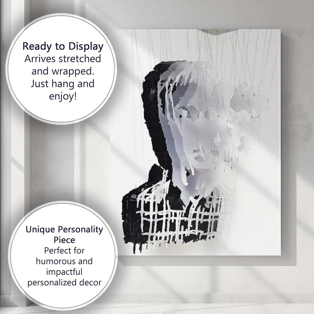 Contemporary Layered Portrait Paper Cut Abstract Face Canvas Wall Art Print Decor Picture Ready to Hang