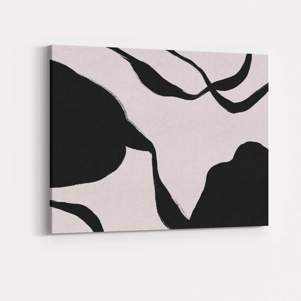 Abstract Ink Line Composition Neutral Minimalist Painting Canvas Wall Art Print Decor Picture Ready to Hang
