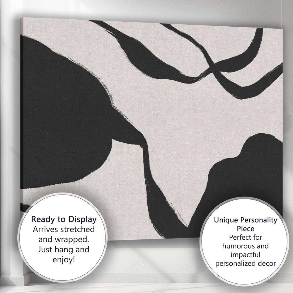 Abstract Ink Line Composition Neutral Minimalist Painting Canvas Wall Art Print Decor Picture Ready to Hang