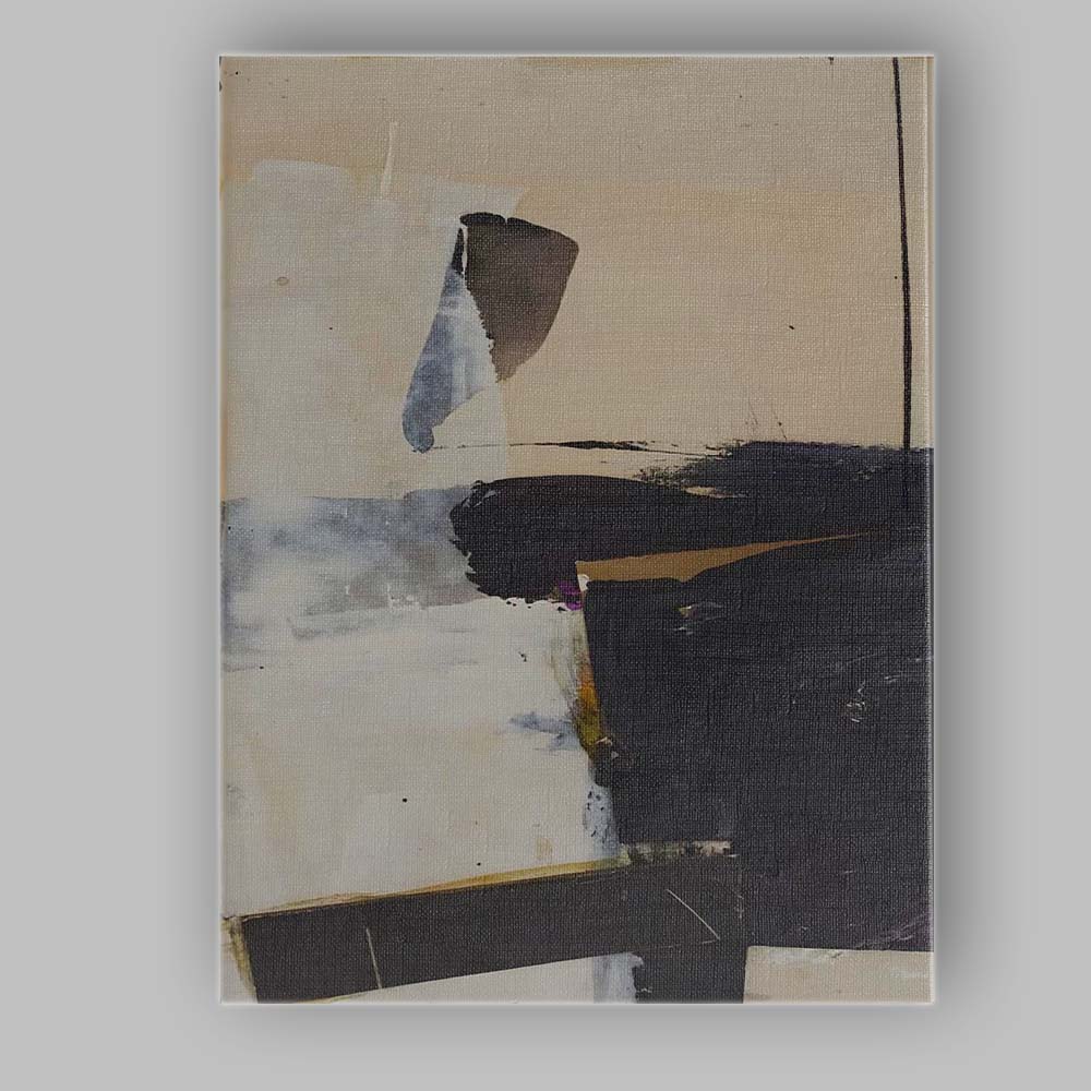 Abstract Black White Neutral Colour Block Minimalist Painting Canvas Wall Art Print Decor Picture Ready to Hang