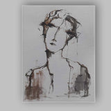 Expressive Neutral Ink Portrait Minimalist Female Face Canvas Wall Art Print Decor Picture Ready to Hang