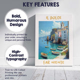 Italian Amalfi Coast Il Dolce Far Niente Coastal Village Painting Canvas Wall Art Print Decor Picture Ready to Hang