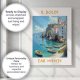 Italian Amalfi Coast Il Dolce Far Niente Coastal Village Painting Canvas Wall Art Print Decor Picture Ready to Hang
