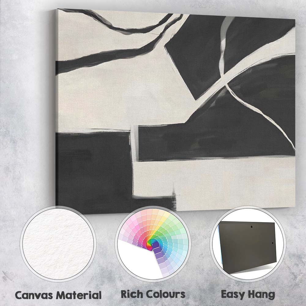 Monochrome Geometric Colour Block Abstract Minimalist Canvas Wall Art Print Decor Picture Ready to Hang