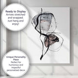 Monochrome Abstract Ink Line Organic Form Contemporary Canvas Wall Art Print Decor Picture Ready to Hang