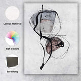 Monochrome Abstract Ink Line Organic Form Contemporary Canvas Wall Art Print Decor Picture Ready to Hang