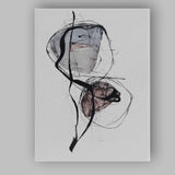 Monochrome Abstract Ink Line Organic Form Contemporary Canvas Wall Art Print Decor Picture Ready to Hang