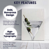 Contemporary Martini Cocktail Glass With Green Olives Still Life Canvas Wall Art Print Decor Picture Ready to Hang