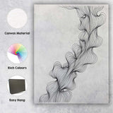 Minimalist Flowing Black Line Organic Abstract Illustration Canvas Wall Art Print Decor Picture Ready to Hang