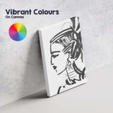 Monochrome Fashion Portrait Expressive Brushstroke Illustration Canvas Wall Art Print Decor Picture Ready to Hang