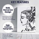 Monochrome Fashion Portrait Expressive Brushstroke Illustration Canvas Wall Art Print Decor Picture Ready to Hang