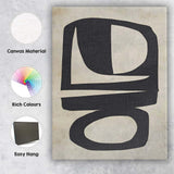 Bold Black Geometric Organic Shapes Minimalist Abstract Canvas Wall Art Print Decor Picture Ready to Hang