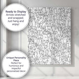 Minimalist Continuous Line Faces Crowd Abstract Illustration Canvas Wall Art Print Decor Picture Ready to Hang