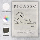Picasso Inspired Minimalist Cat Line Drawing Exhibition Style Canvas Wall Art Print Decor Picture Ready to Hang