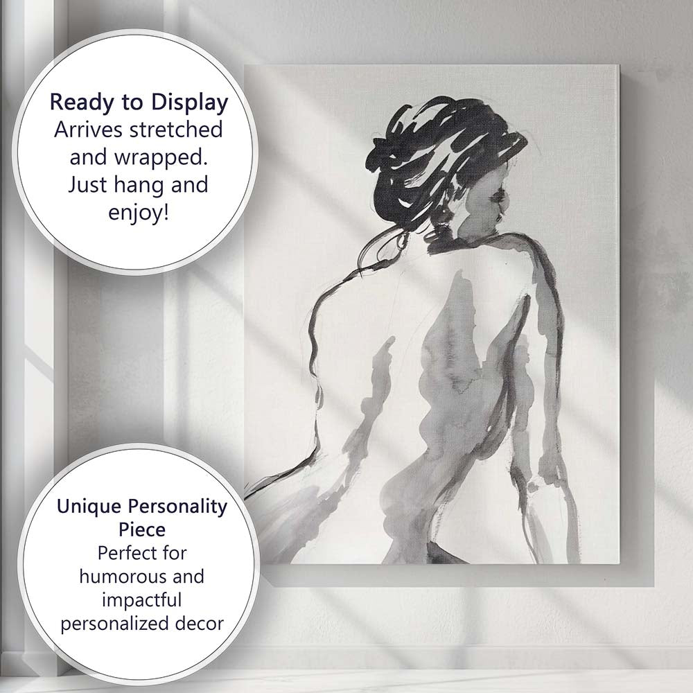 Expressive Monochrome Watercolour Female Portrait Abstract Figure Canvas Wall Art Print Decor Picture Ready to Hang