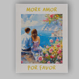 More Amor Por Favor Romantic Mediterranean Coastal Painting Canvas Wall Art Print Decor Picture Ready to Hang