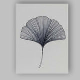 Monochrome Ginkgo Leaf Botanical Ink Illustration Canvas Wall Art Print Decor Picture Ready to Hang