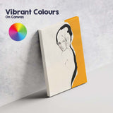 Minimalist Female Portrait Orange Colour Block Contemporary Line Art Canvas Wall Art Print Decor Picture Ready to Hang