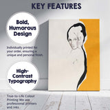 Minimalist Female Portrait Orange Colour Block Contemporary Line Art Canvas Wall Art Print Decor Picture Ready to Hang