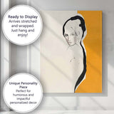 Minimalist Female Portrait Orange Colour Block Contemporary Line Art Canvas Wall Art Print Decor Picture Ready to Hang