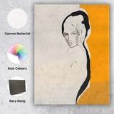 Minimalist Female Portrait Orange Colour Block Contemporary Line Art Canvas Wall Art Print Decor Picture Ready to Hang