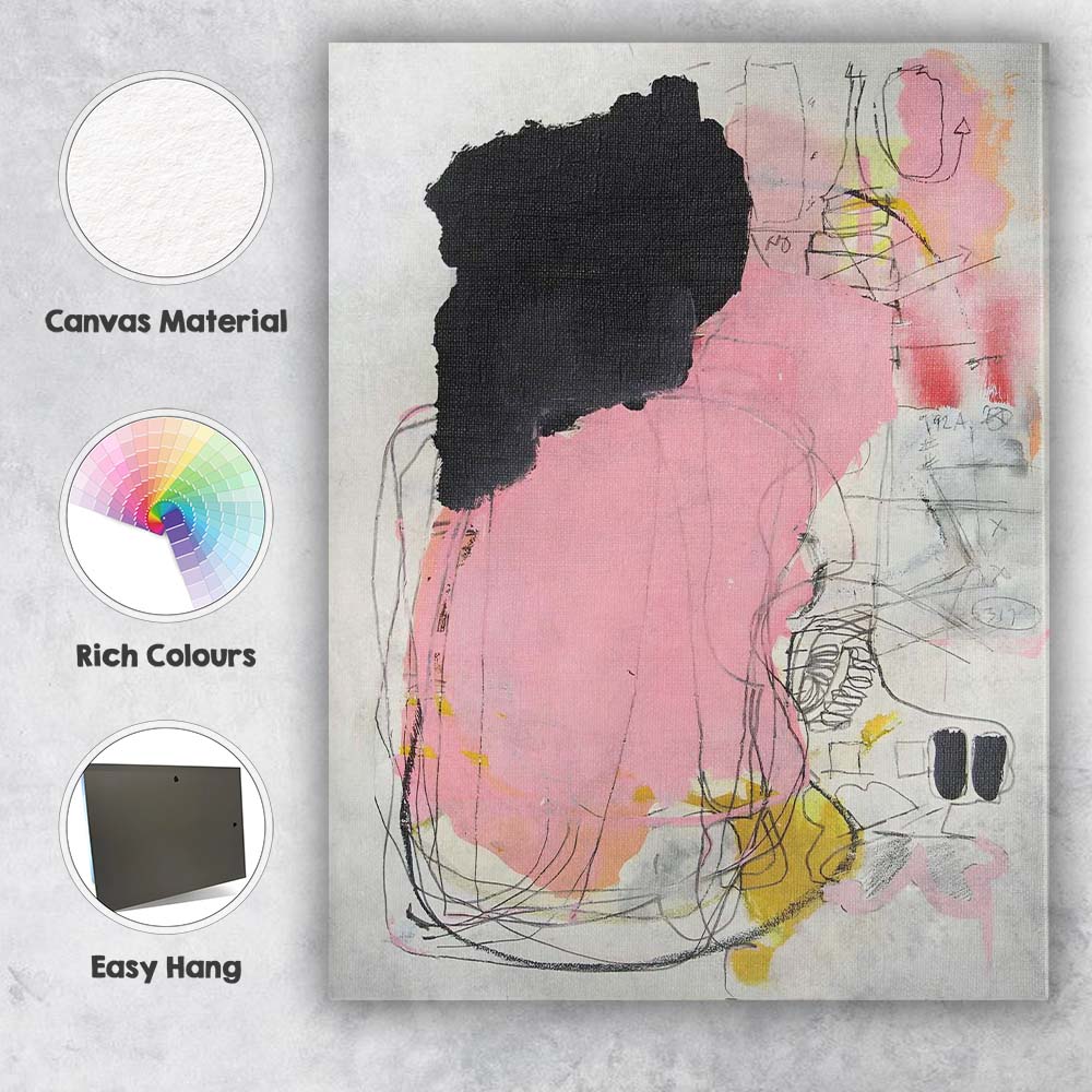 Blush Pink Abstract Expressionist Brushstroke Contemporary Painting Canvas Wall Art Print Decor Picture Ready to Hang