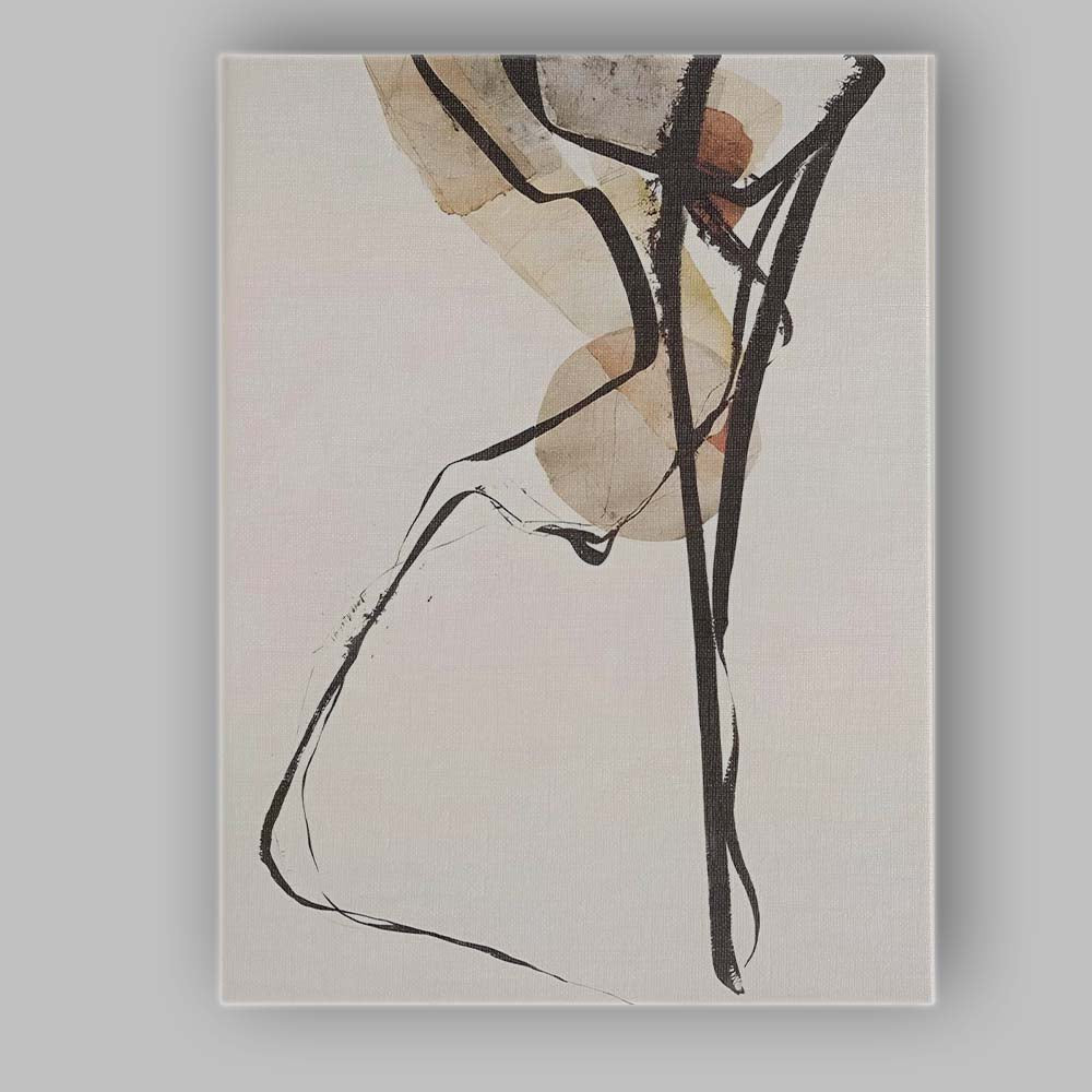Elegant Abstract Female Figure Minimalist Ink Line Drawing Canvas Wall Art Print Decor Picture Ready to Hang