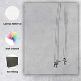 Minimalist Children On Swings Line Drawing Canvas Wall Art Print Decor Picture Ready to Hang