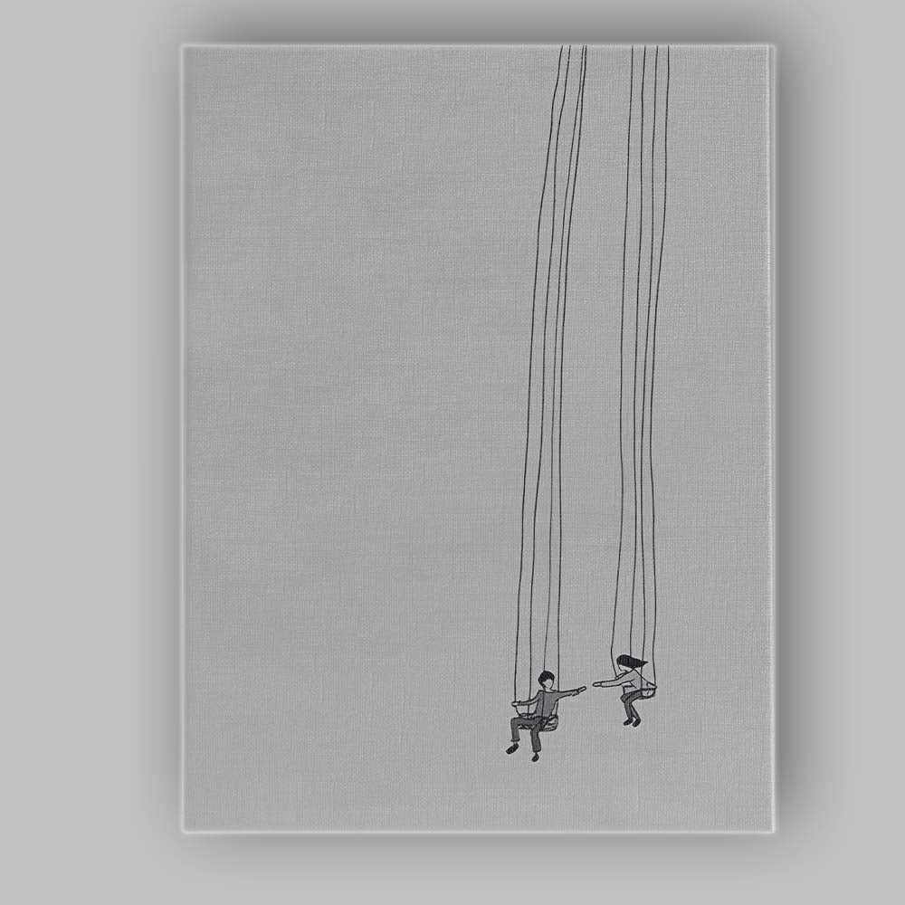 Minimalist Children On Swings Line Drawing Canvas Wall Art Print Decor Picture Ready to Hang