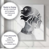 Abstract Layered Profile Faces Monochrome Contemporary Portrait Canvas Wall Art Print Decor Picture Ready to Hang