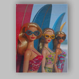 Stylish Beach Dolls With Colourful Surfboards Coastal Fashion Canvas Wall Art Print Decor Picture Ready to Hang