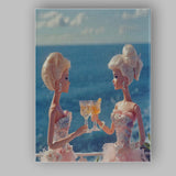 Elegant Fashion Dolls Toasting Cocktails By The Sea Canvas Wall Art Print Decor Picture Ready to Hang