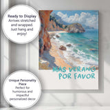 Mas Verano Por Favor Mediterranean Coastal Beach Painting Canvas Wall Art Print Decor Picture Ready to Hang