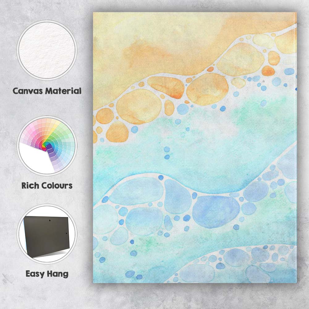 Abstract Watercolour Beach Pebbles Ocean Waves Pattern Canvas Wall Art Print Decor Picture Ready to Hang
