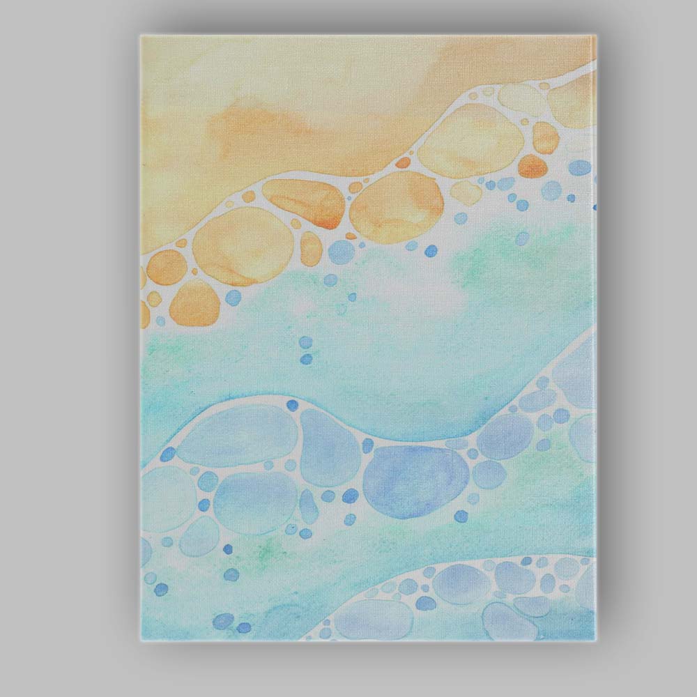 Abstract Watercolour Beach Pebbles Ocean Waves Pattern Canvas Wall Art Print Decor Picture Ready to Hang
