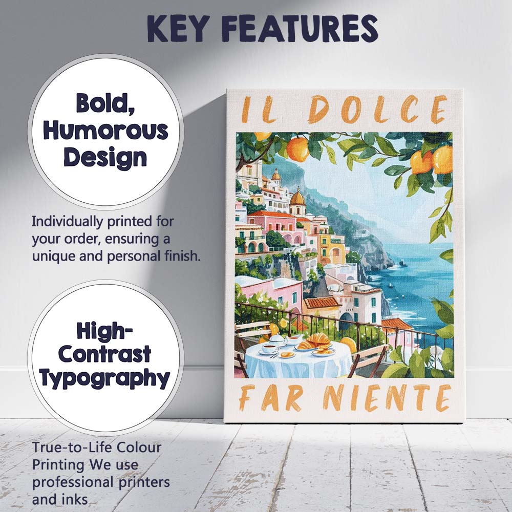 Il Dolce Far Niente Amalfi Coast Lemon Terrace Canvas Wall Art Print Decor Picture Ready to Hang
