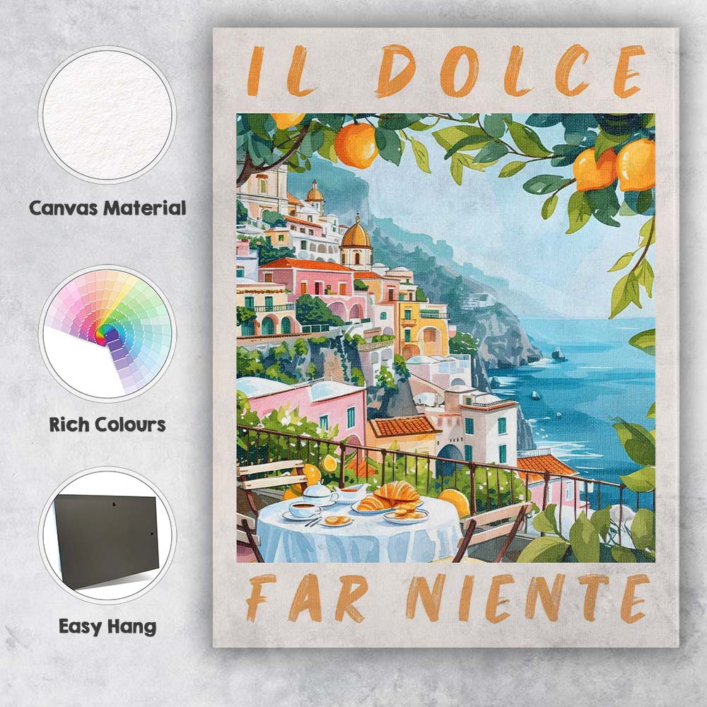 Il Dolce Far Niente Amalfi Coast Lemon Terrace Canvas Wall Art Print Decor Picture Ready to Hang