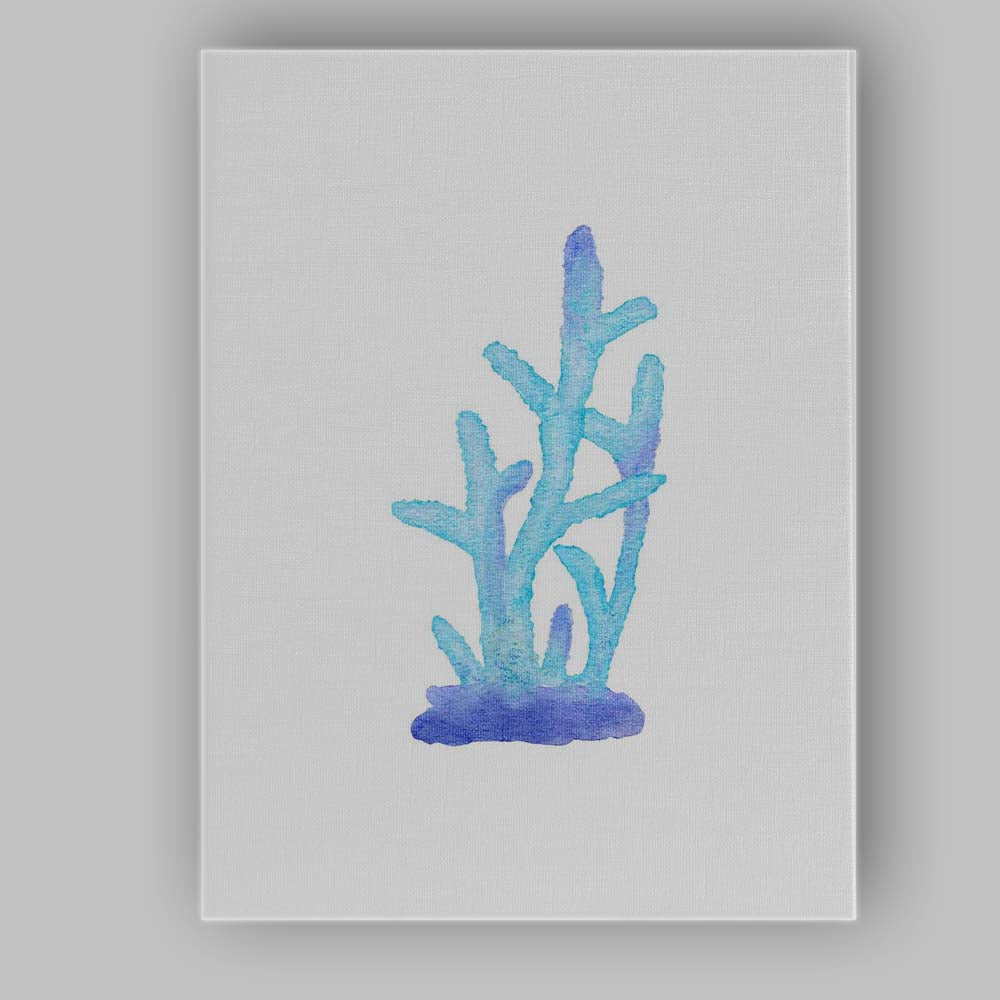 Blue Watercolour Coral Reef Marine Botanical Canvas Wall Art Print Decor Picture Ready to Hang