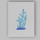 Blue Watercolour Coral Reef Marine Botanical Canvas Wall Art Print Decor Picture Ready to Hang