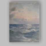 Soft Ocean Sunset Seascape Impressionist Painting Canvas Wall Art Print Decor Picture Ready to Hang