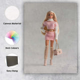 Fashion Doll Pink Knit Outfit Glamour Portrait Canvas Wall Art Print Decor Picture Ready to Hang