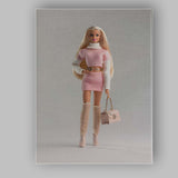 Fashion Doll Pink Knit Outfit Glamour Portrait Canvas Wall Art Print Decor Picture Ready to Hang