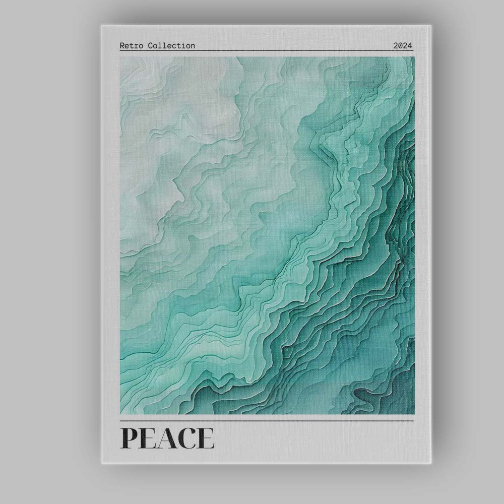 Abstract Mint Green Layered Paper Topographic Art Canvas Wall Art Print Decor Picture Ready to Hang